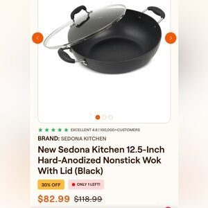 Sedona 6.5qt Nonstick Hard Anodized Wok with Lid